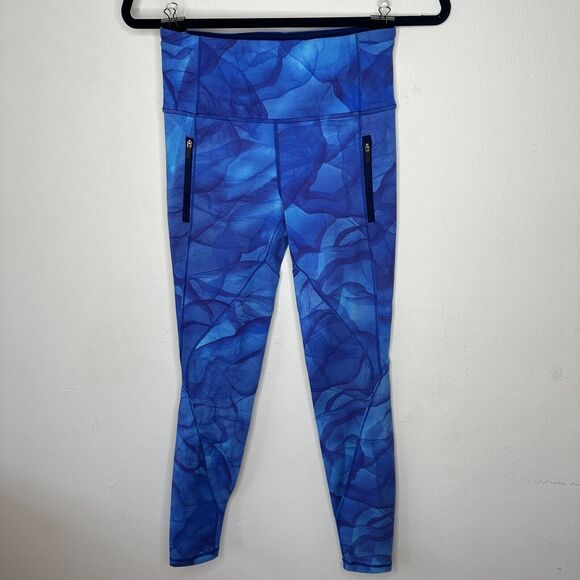 Lululemon Blue Run It Out High Waist Full Length Midnight Tulle Yoga Zip Pant S - Picture 5 of 15